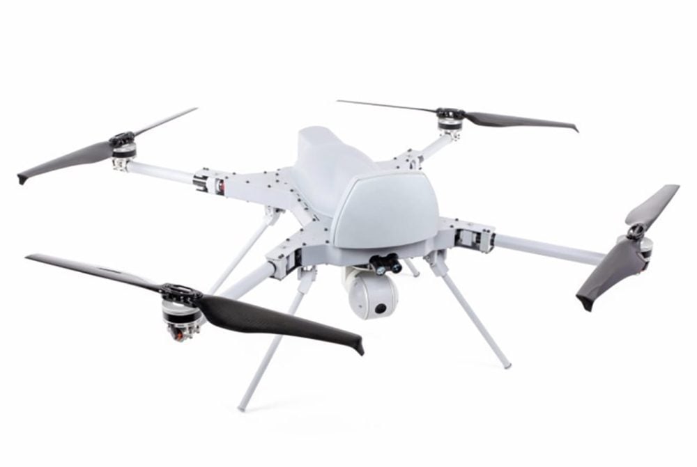 STM Kargu-2 loitering munition quadcopter shown against a white background.