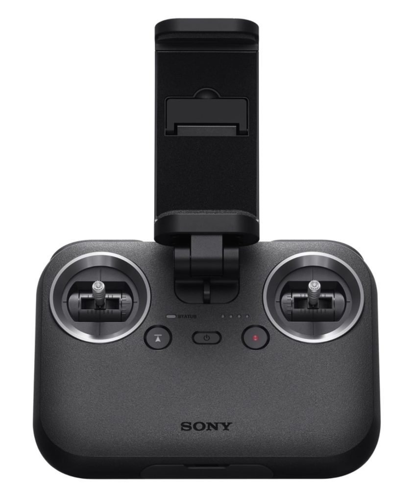 Vertical product shot of the Sony Airpeak S1 standing on its retractable legs.