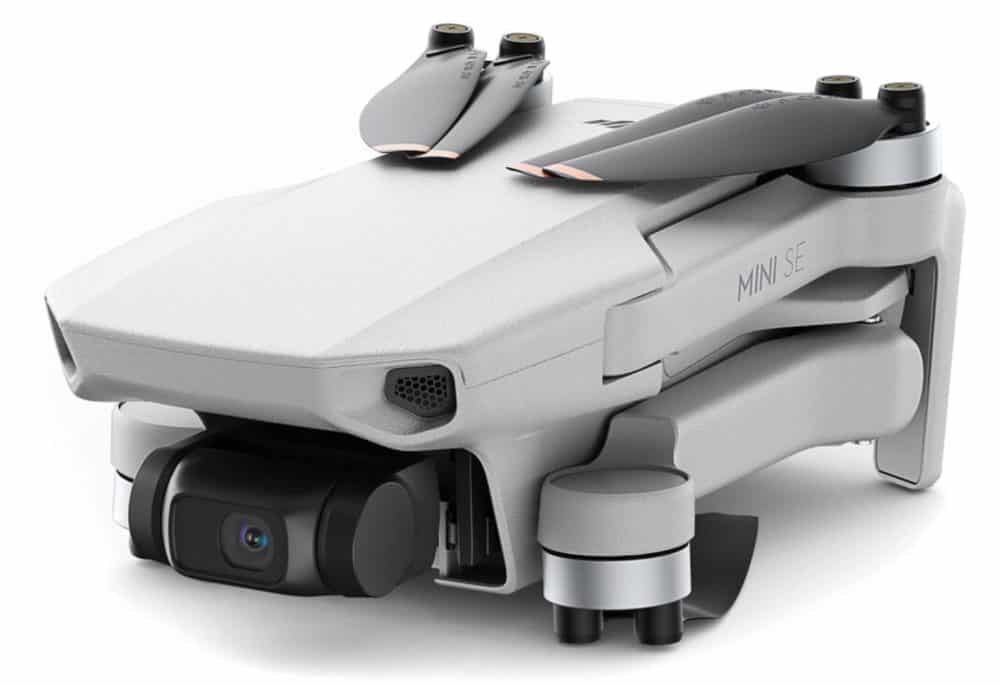 The Mini SE camera on its three axis gimbal, shooting 12MP stills and 2.7K video.
