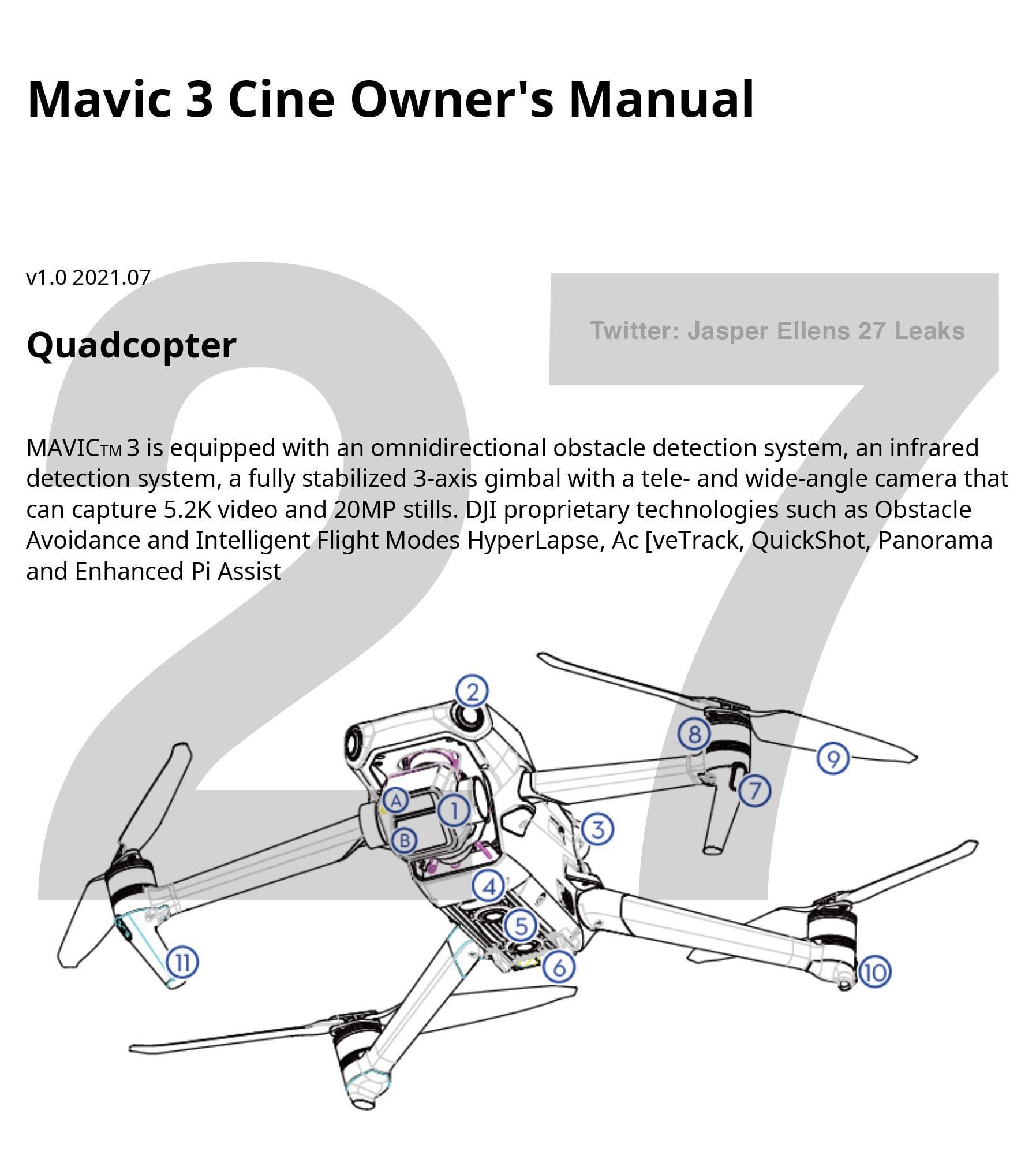 DJI Mavic 3 Pro manual images and specs leaked ahead of launch