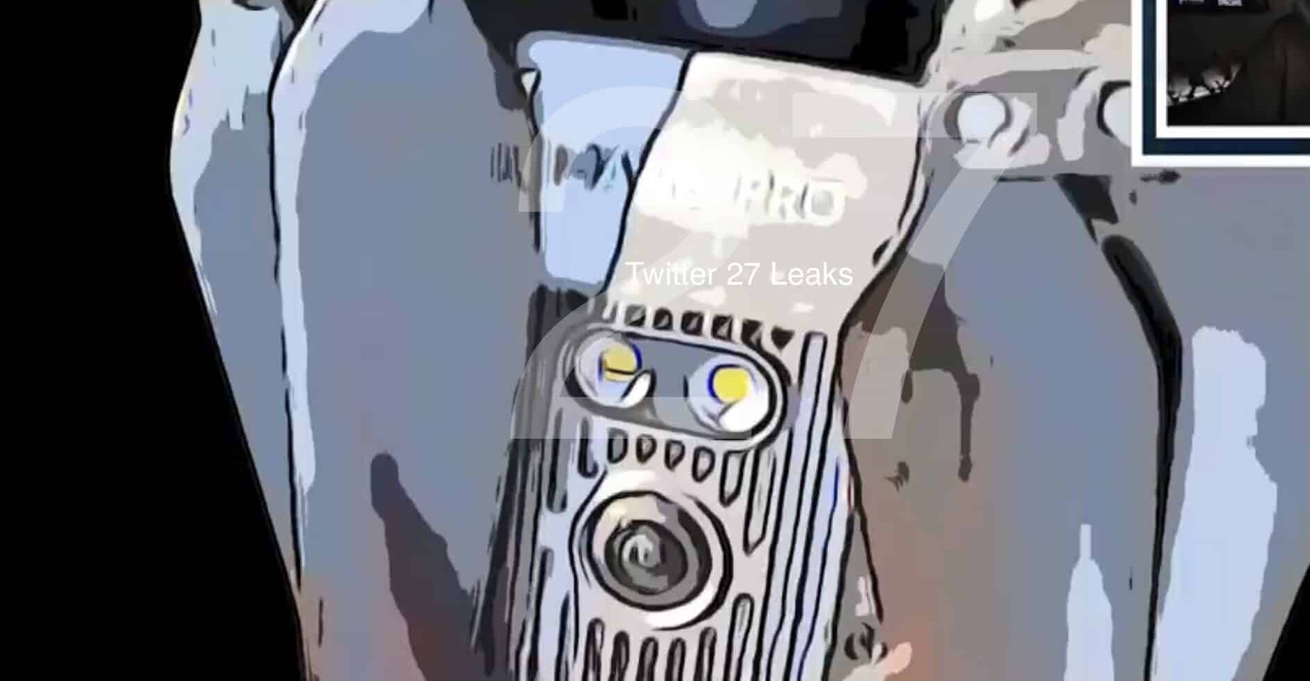 Traced leak graphic showing twin landing lights and a vent grille.