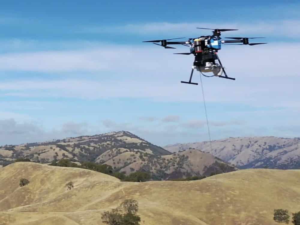 An AT&T Flying COW hovers over a Louisiana neighborhood after Hurricane Ida.
