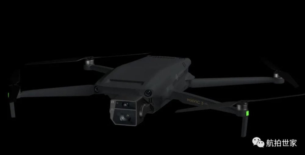 Rendering of the rear of the Mavic 3 and its slide-in battery pack.