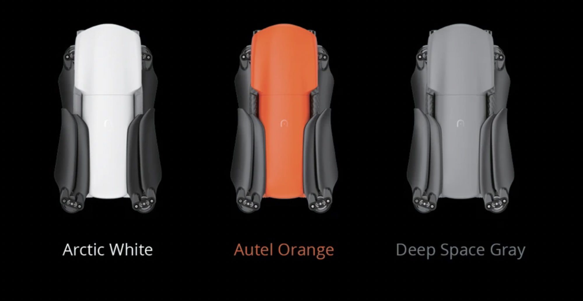 Autel EVO Lite with its four-axis gimbal, offered in three color options.