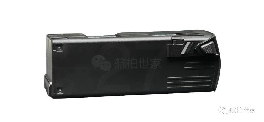 Leaked close-up of the Mavic 3 battery and its four charge status LEDs.