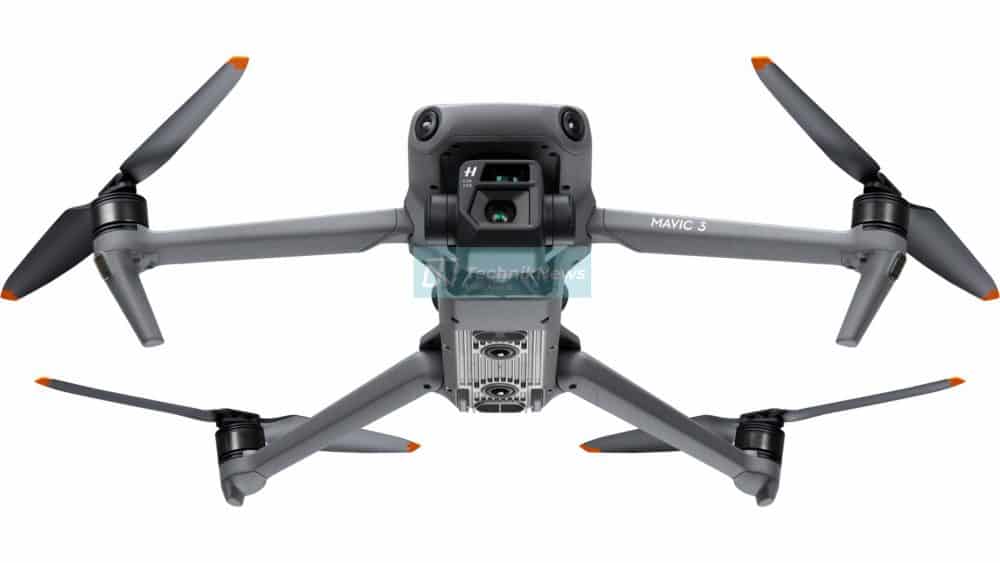 The Mavic 3's Hasselblad-branded dual camera and gimbal in a leaked store photo.