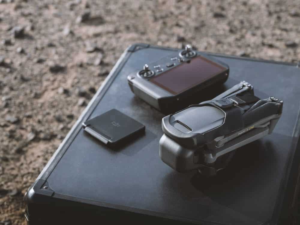 DJI Mavic 3 promotional shot taken in canyon and mountain country.