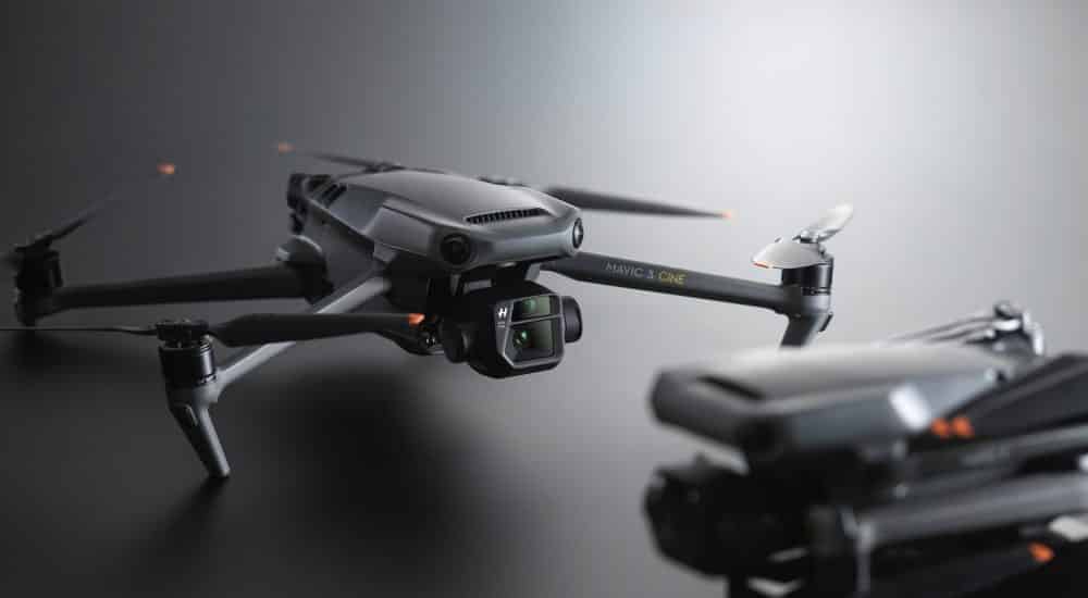 DJI Mavic 3 and Mavic 3 Cine pictured together in DJI launch artwork.