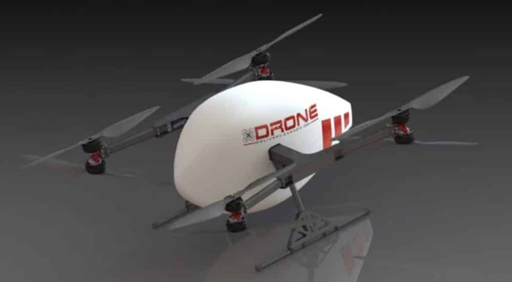 Render of the Drone Delivery Canada Canary with its white streamlined fuselage.