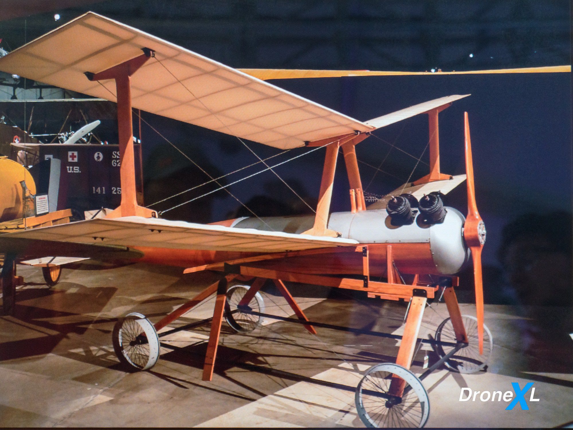Kettering Bug, 1918 The Bug was developed by the U.S. Army during World War I (1914-1918). It was designed to fly a predetermined course to a target. The wings detached, leaving the fuselage to drop like a bomb. Thousands were ordered into production, but the warended before any were used in combat. Image courtesy of the National Museum of the United States Air Force