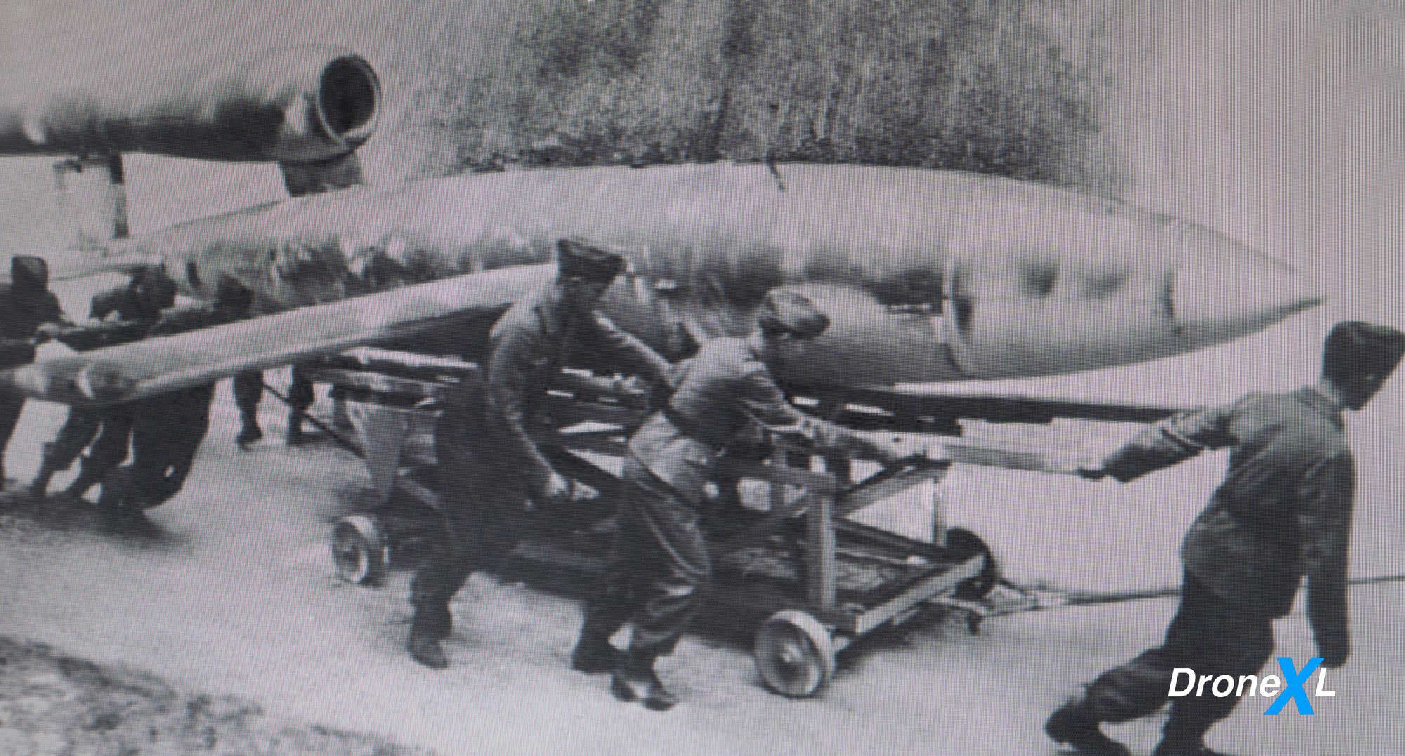 Fieseler Fi 103 V-1 buzz bomb and Republic-Ford JB-2 Loon section of the exhibition.