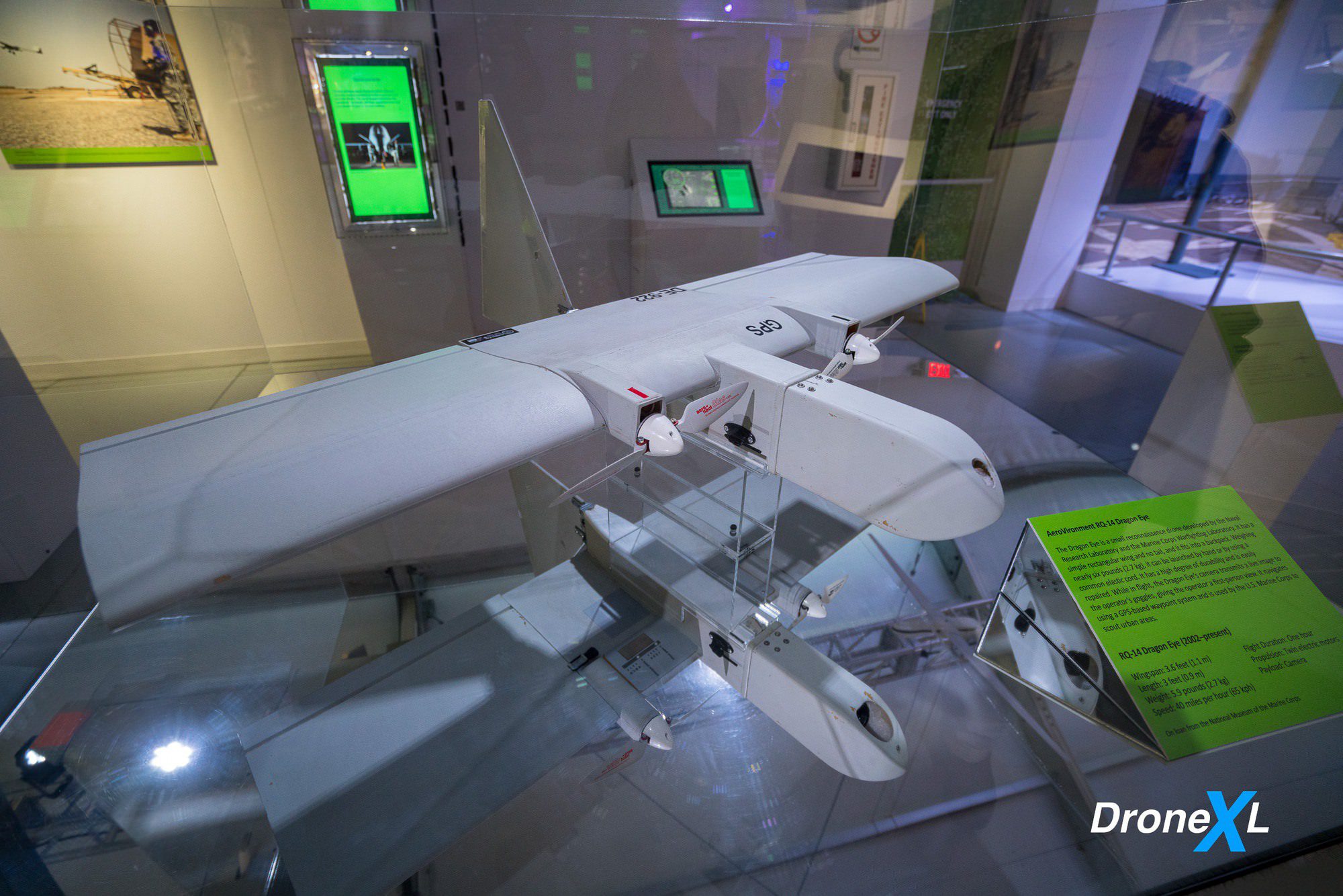 AeroVironment RQ-14 Dragon Eye, a 5.9-pound (2.7-kilogram) backpack reconnaissance drone.