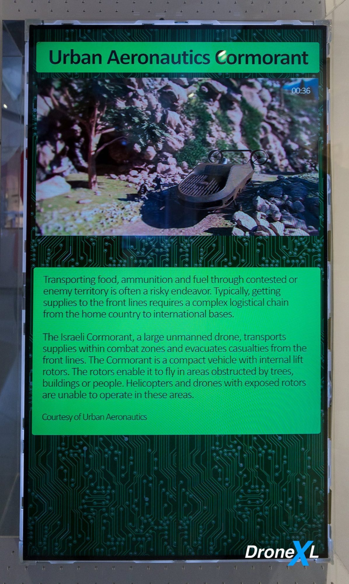 Urban Aeronautics Cormorant panel describing internal lift rotors for flying among trees and buildings.