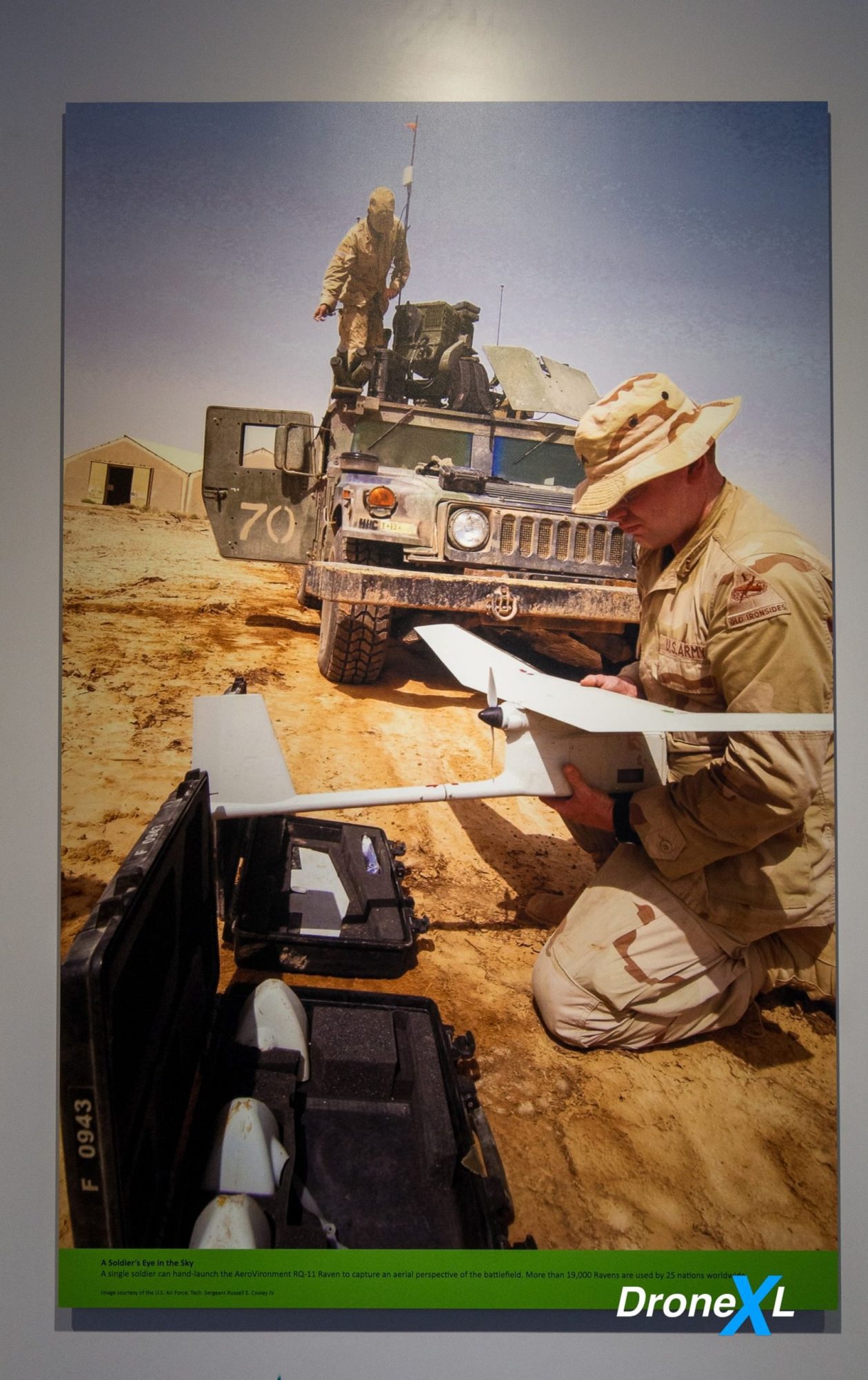 Specification board for the MQ-9 Reaper and its 65.5-foot (20-meter) wingspan.