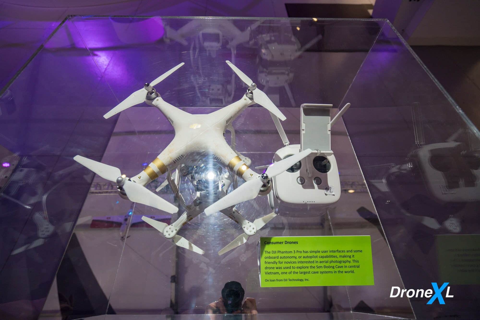 DJI Phantom 3 Pro on display, the consumer drone flown through Vietnam's Son Doong Cave.