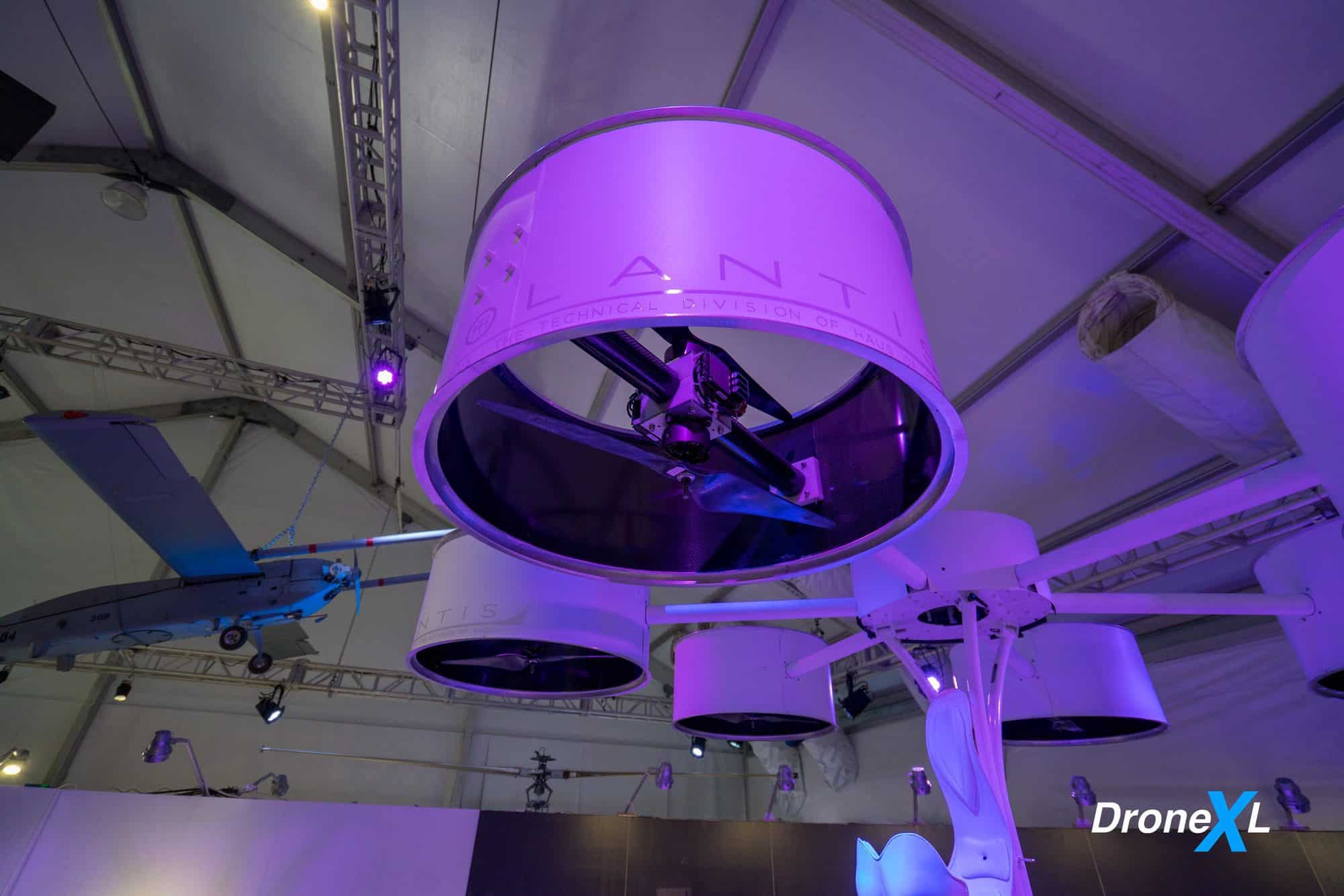 Detail of the hexagonal booms and shrouded propellers built into the drone dress.