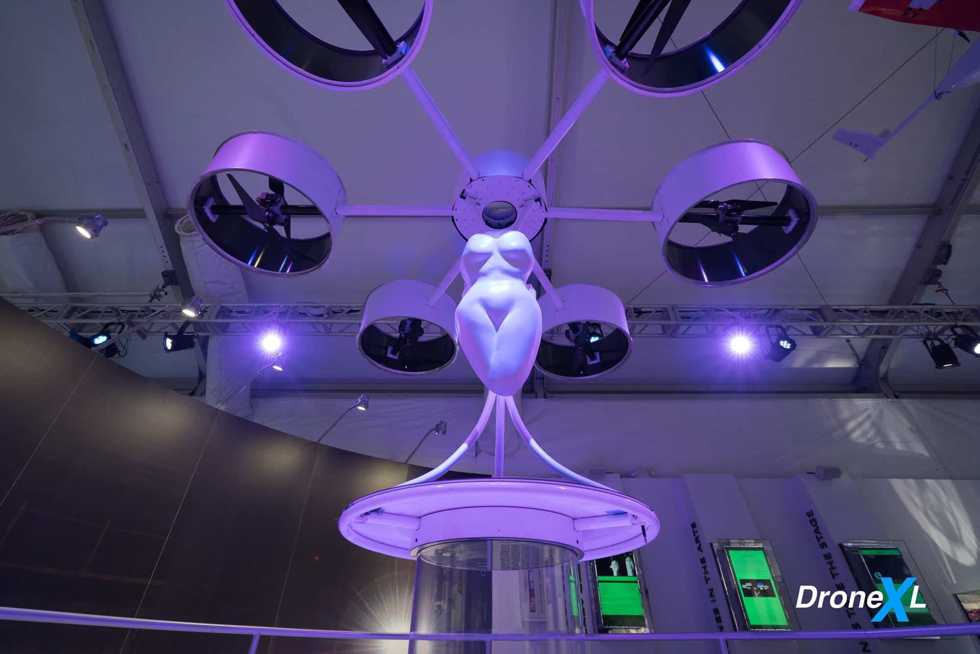 Lady Gaga's flying dress, a six-shrouded drone that carried her at a 2013 album event.