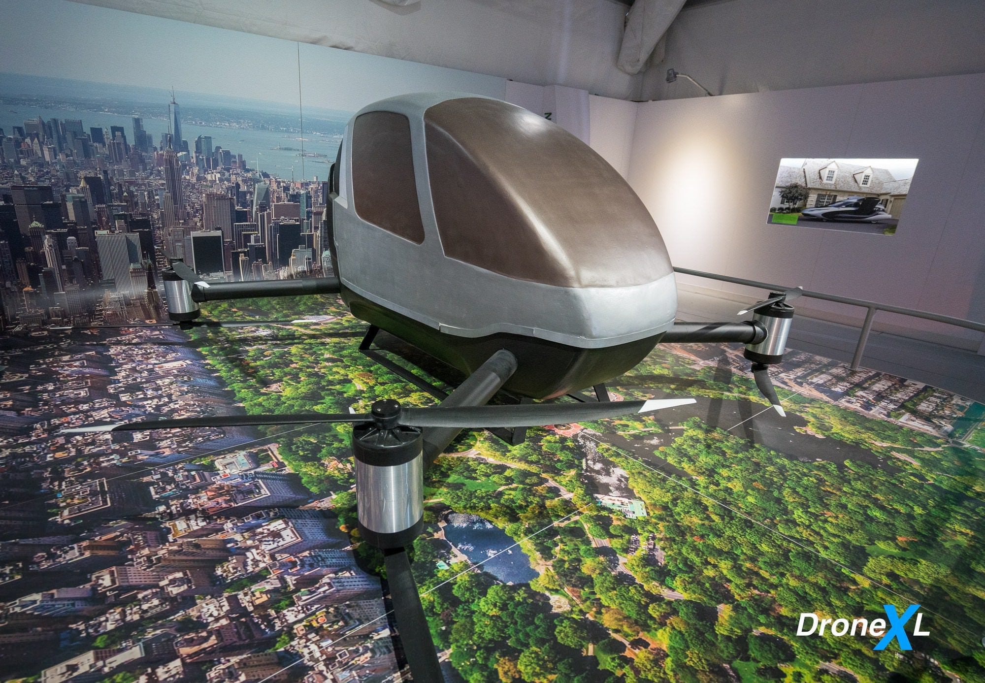 Air Taxis section imagining pilotless vehicles carrying commuters across the city.