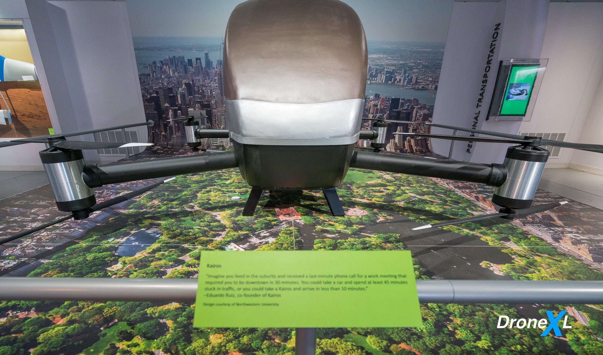 Air taxi concept shown in the future-of-flight part of the exhibition.