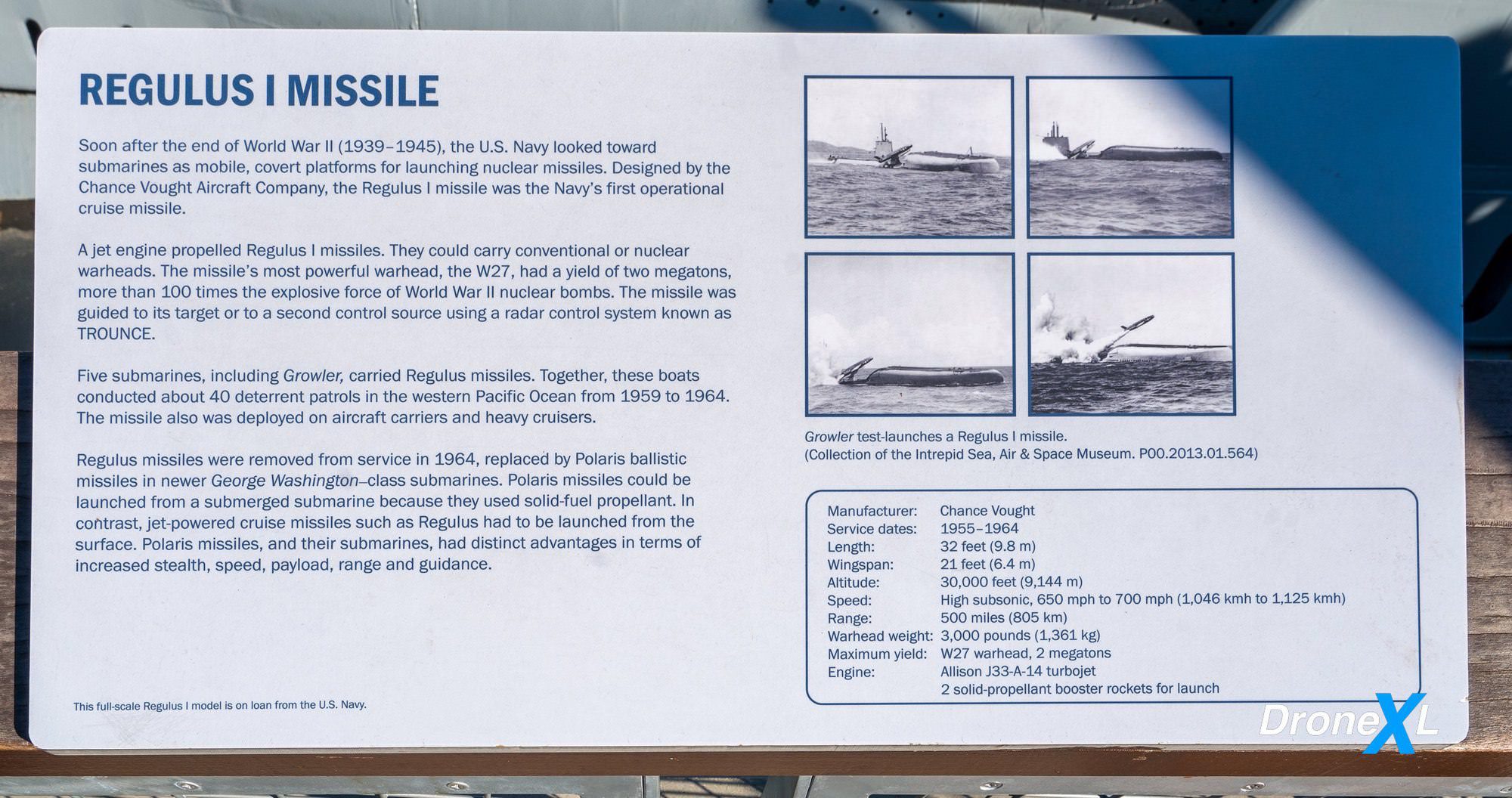 Another exhibition view, near the section devoted to the Regulus I cruise missile.