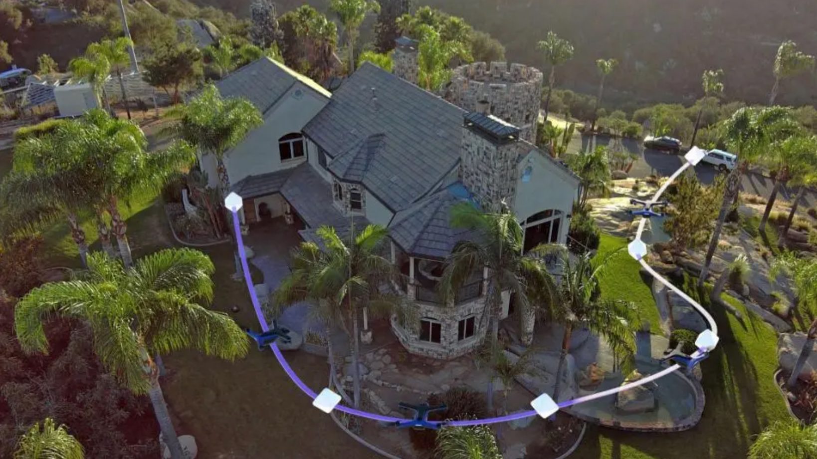 Skydio 2+ flying a KeyFrame path for smooth cinematic footage.