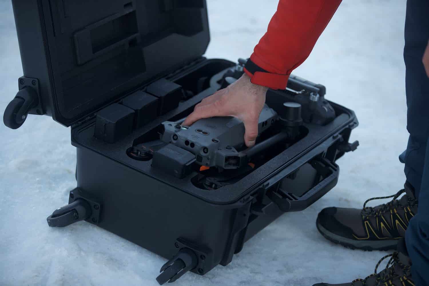 DJI M30 folded into its carrying case, packed for the next mission.