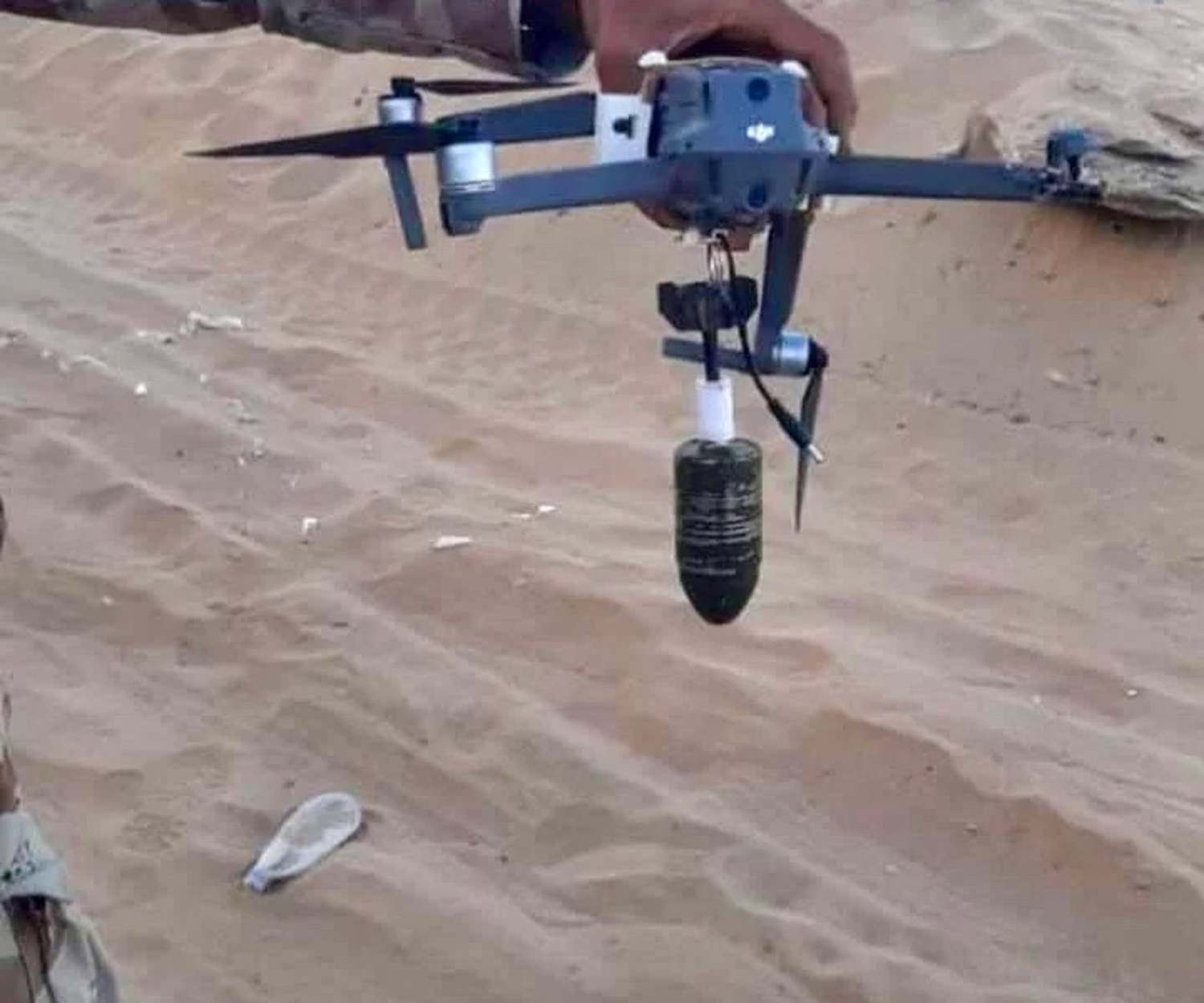 Modified DJI drone with grenade or explosive