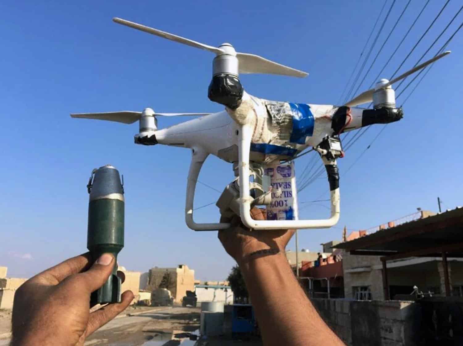Modified DJI drone with grenade or explosive