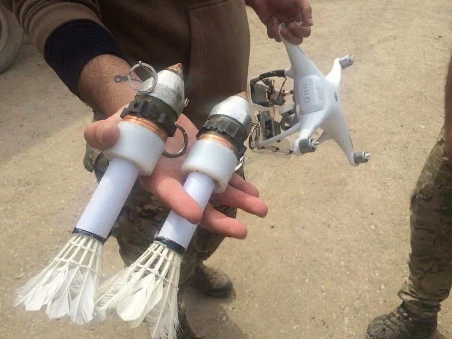 Modified DJI drone with grenade or explosive