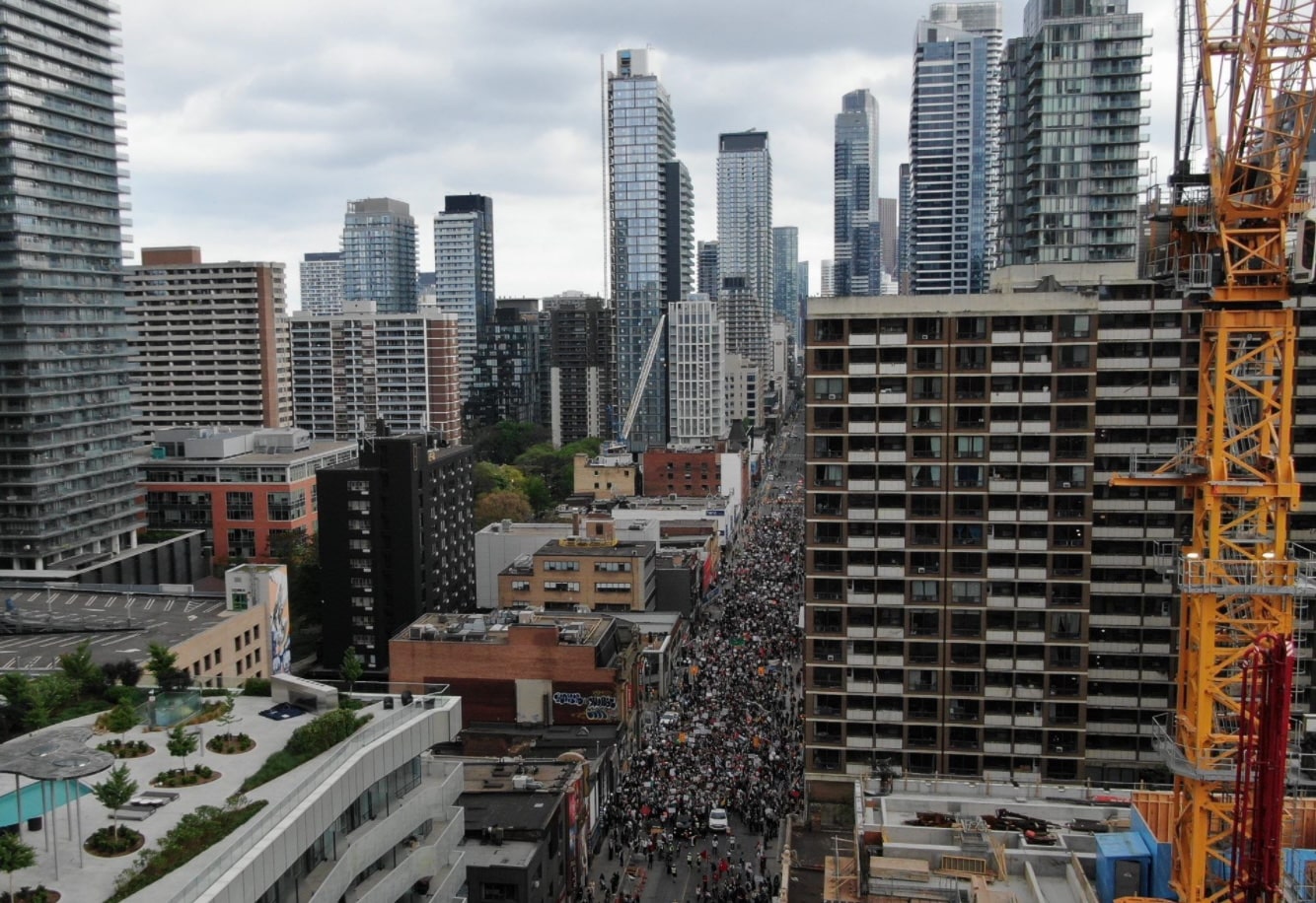 Drones from the Toronto police have been used to monitor traffic during large gatherings, such as protests, and to get ambulances to the scene of the accident faster.