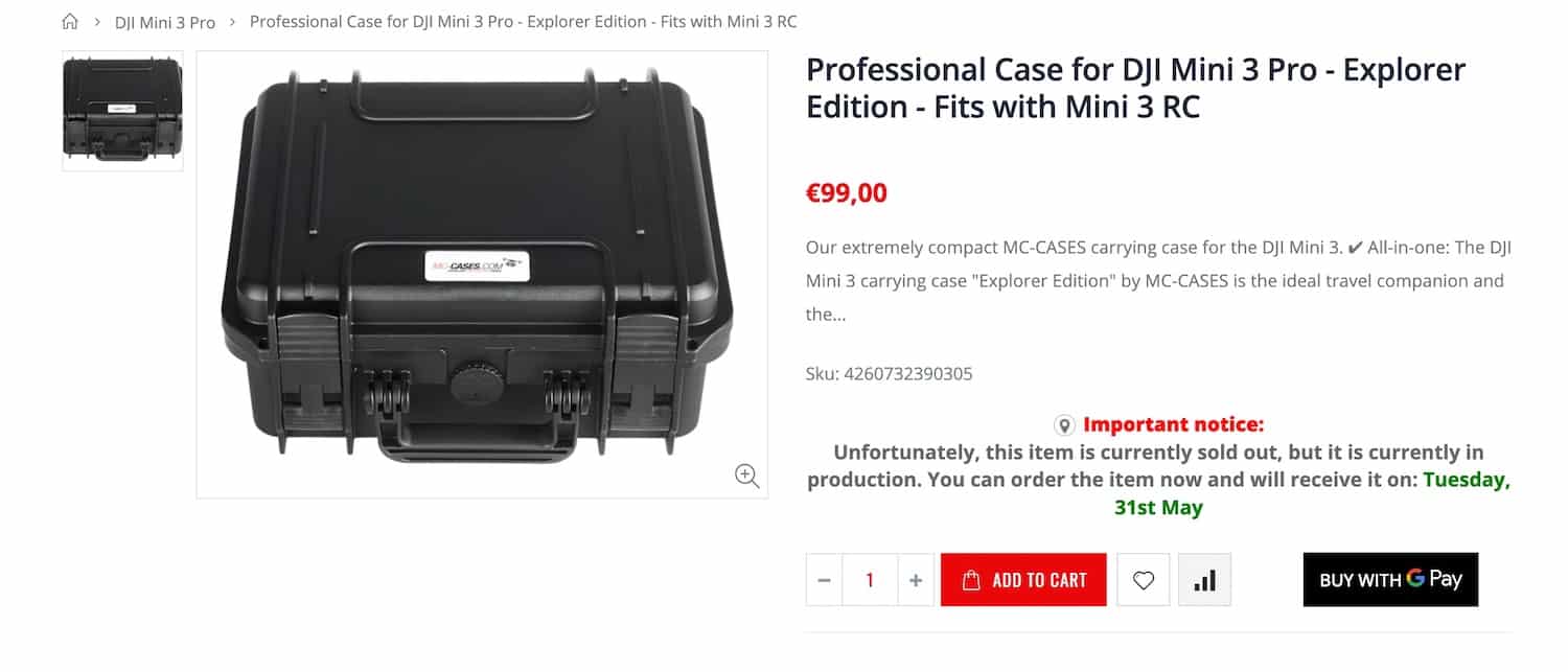 Today, on the website of German case maker MC-Cases a professional case for the DJI Mini 3 Pro was shown.