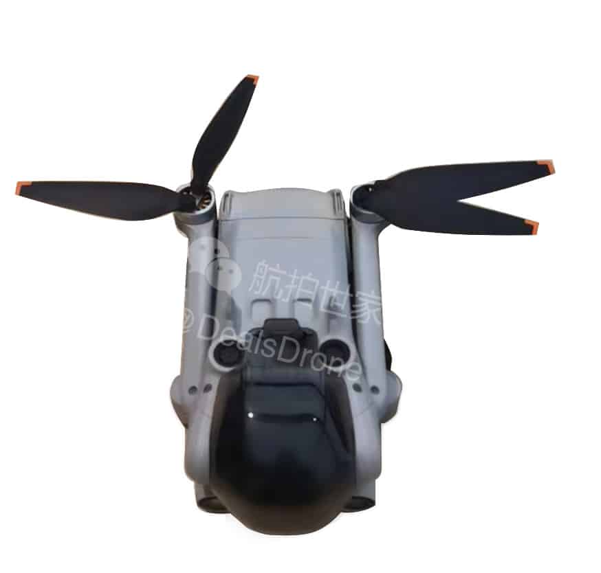 Studio photo of the DJI Mini 3 wearing its large camera and gimbal protector.
