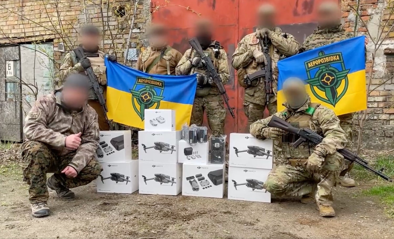 Aerorozvidka with the ten DJI drones donated by supporters in the United Kingdom.