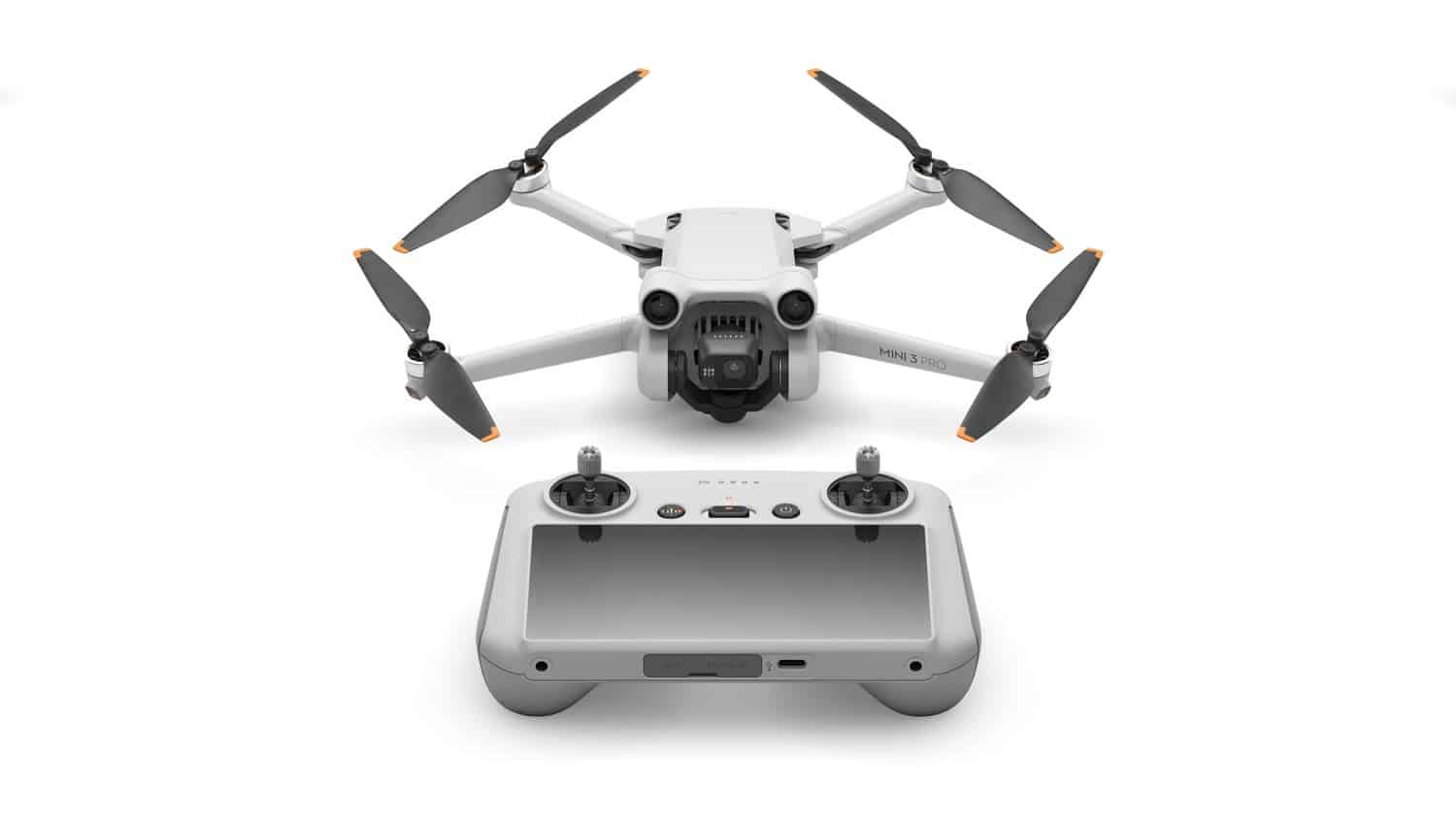 Forward-facing obstacle avoidance sensors on the DJI Mini 3 Pro airframe.