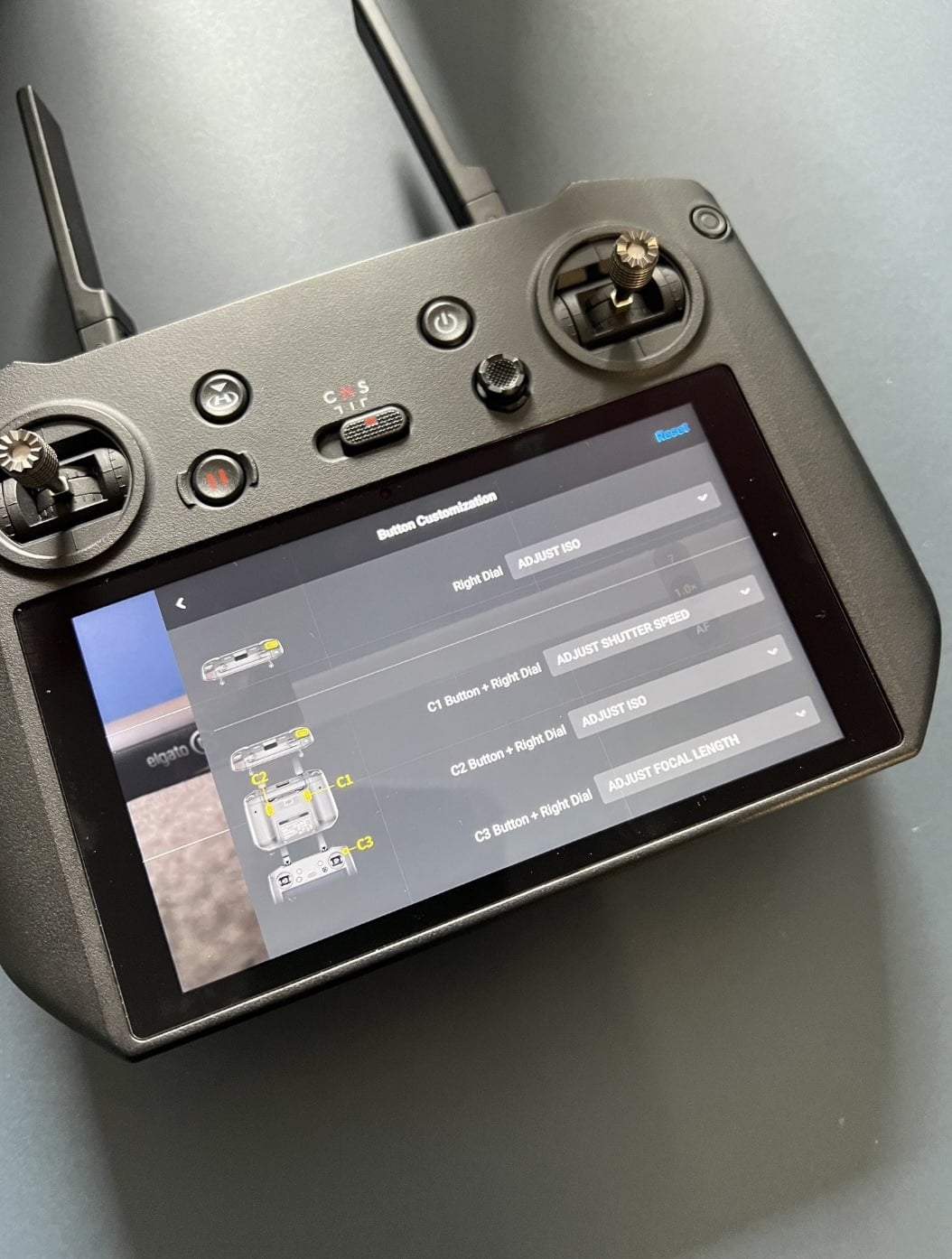 Adjusting the right dial on DJI RC Pro