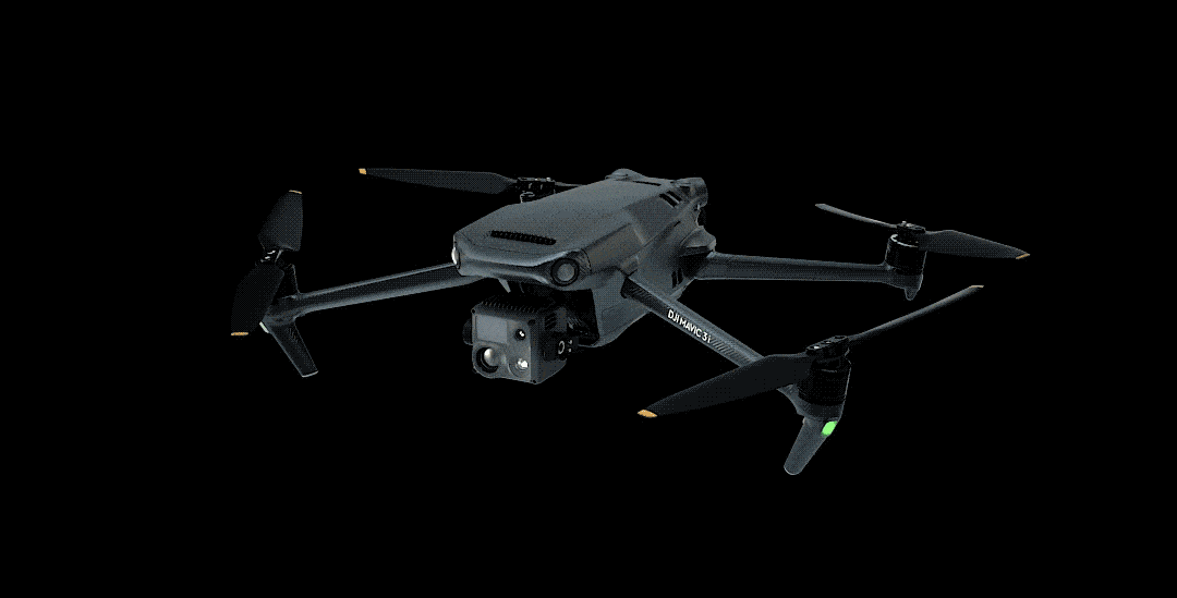 Animated leaked image of the DJI Mavic 3 Enterprise, first seen in DJI's April Fools prank.