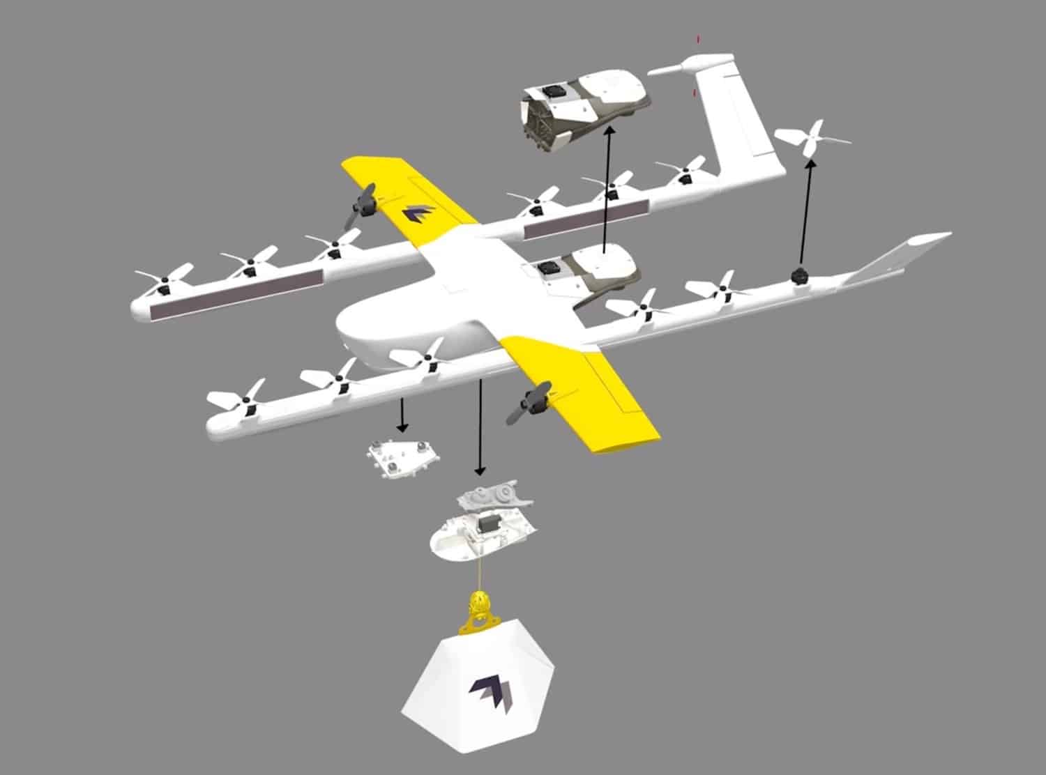 Wing's flagship Hummingbird, rated for payloads up to 2.5 pounds (1.1 kilograms).