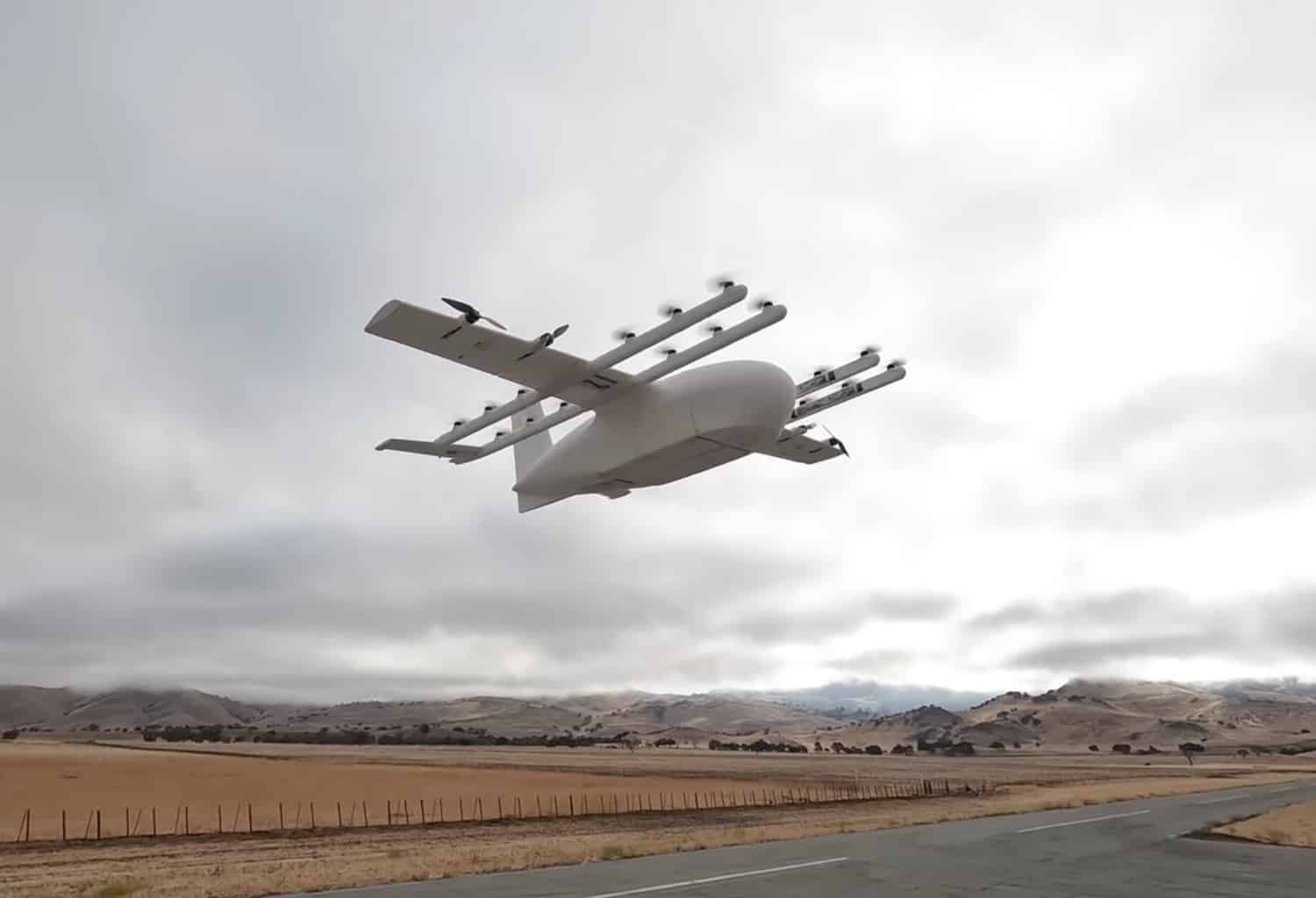 One of Wing's new prototype delivery aircraft revealed in its YouTube video.