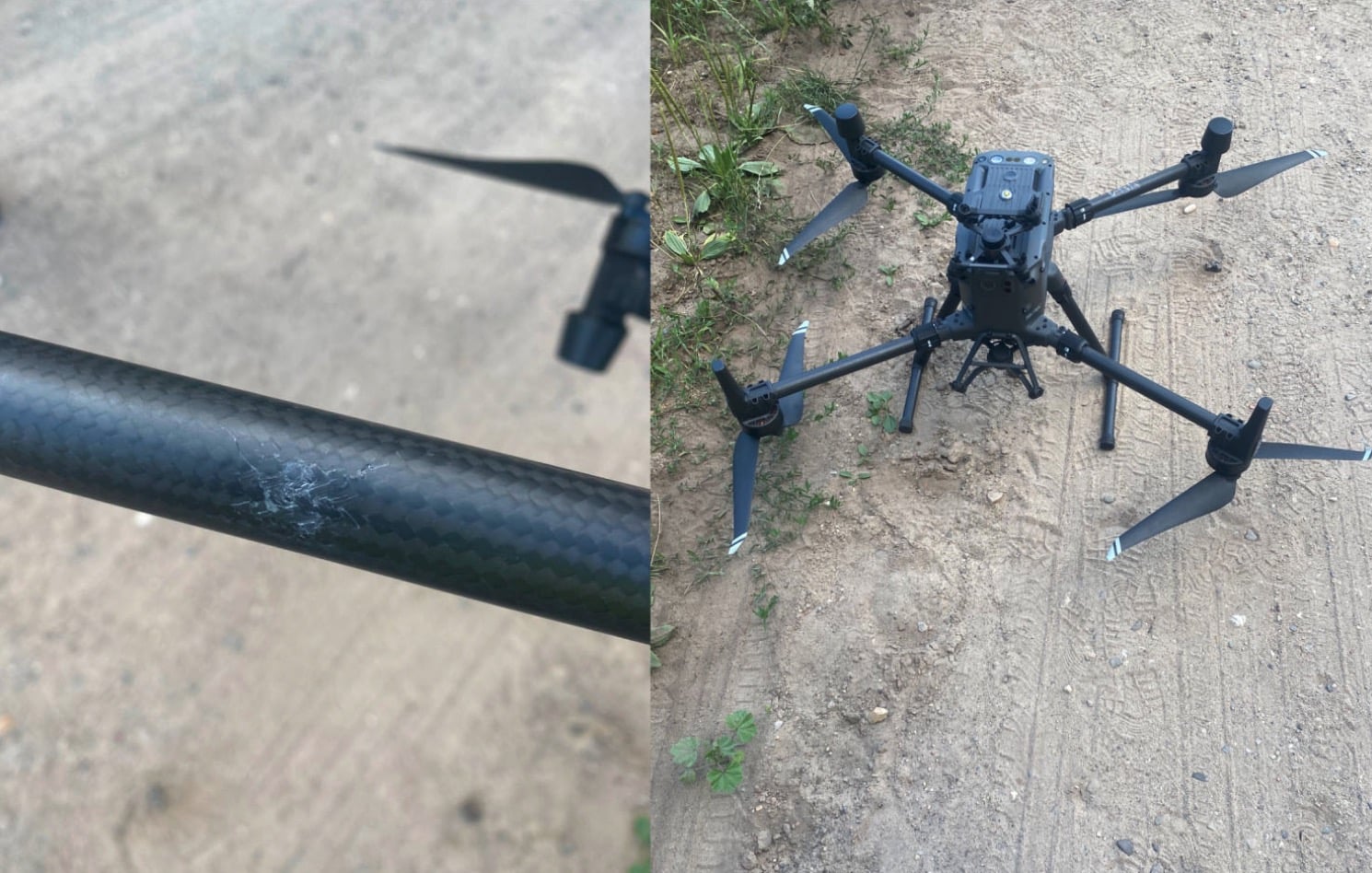 DJI M300 inspection drone shot at and damaged