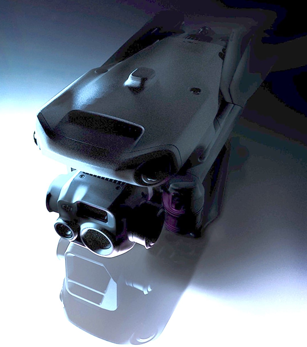 Brightened version of the DJI teaser image revealing the Mavic 3 Enterprise airframe.