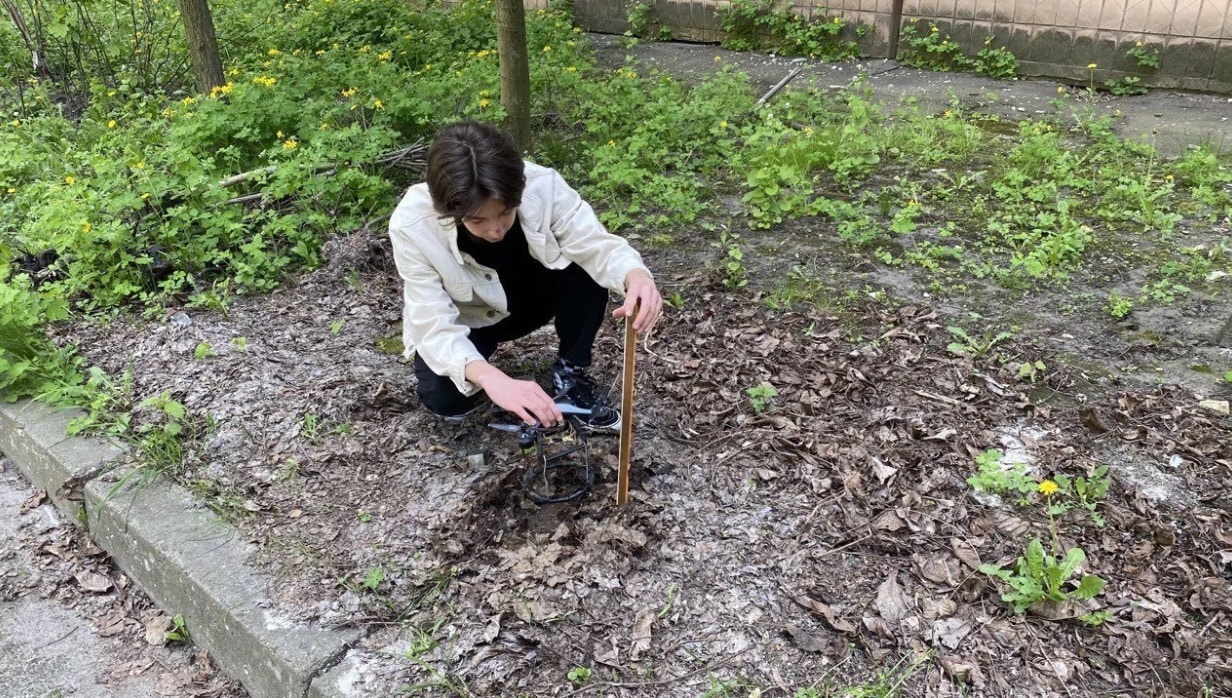 Klymenko's drone prototype, which he plans to upgrade with AI and marking spray.