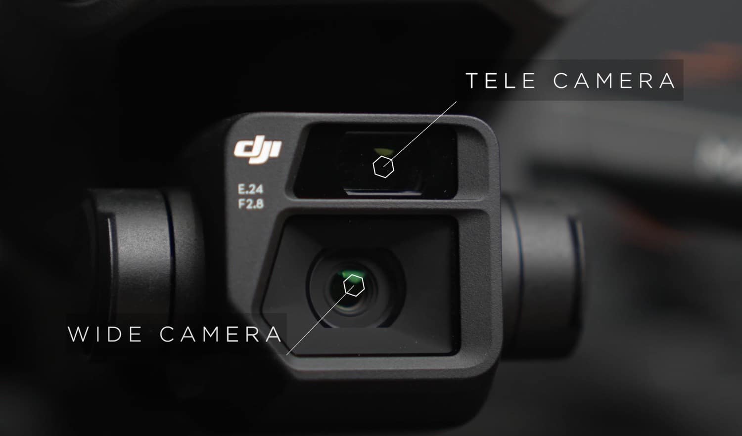 The DJI Mavic 3 Enterprise with its wide and telephoto camera cluster.