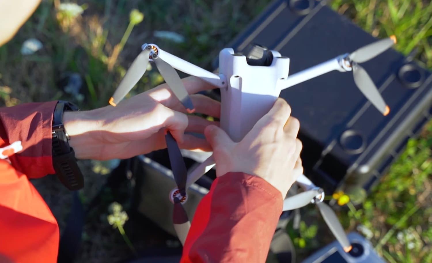 DJI Mini 3 Pro used by the TV8 Mont Blanc crew above the French Alps.
