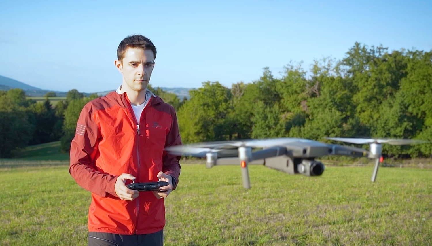 DJI Mavic 2 Pro fitted with an ND filter before takeoff.