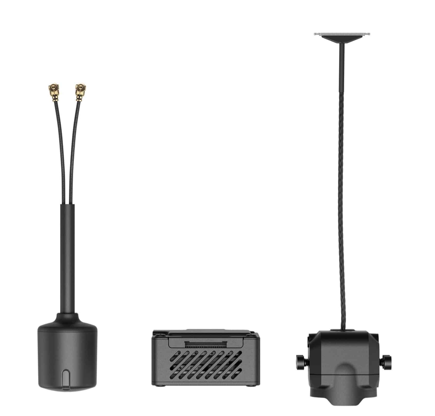 DJI O3 Air Unit components including antennas, transmission module and camera assembly.