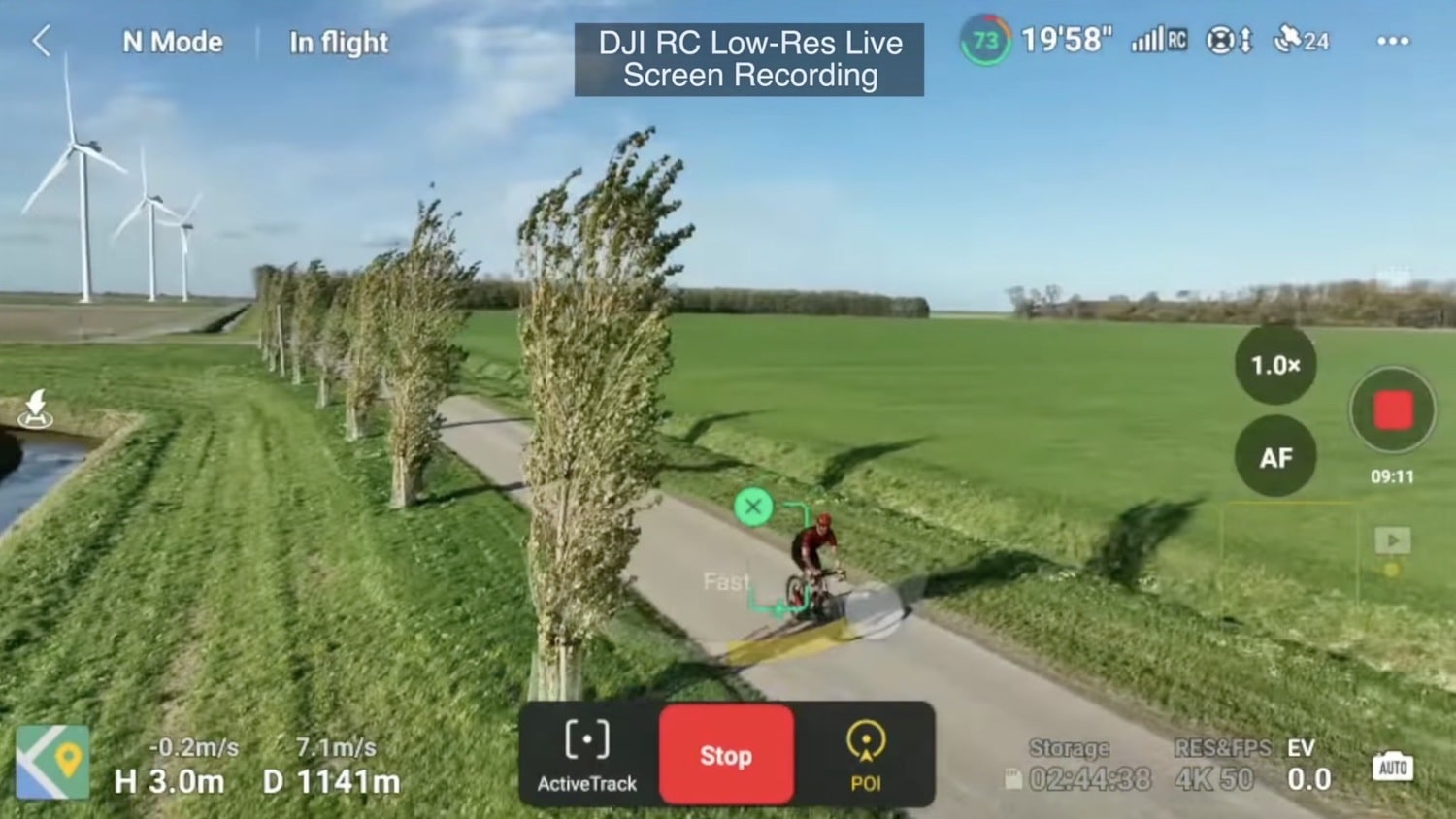 DJI Mavic 3 Classic settings on the DJI RC before the Active Track ride.