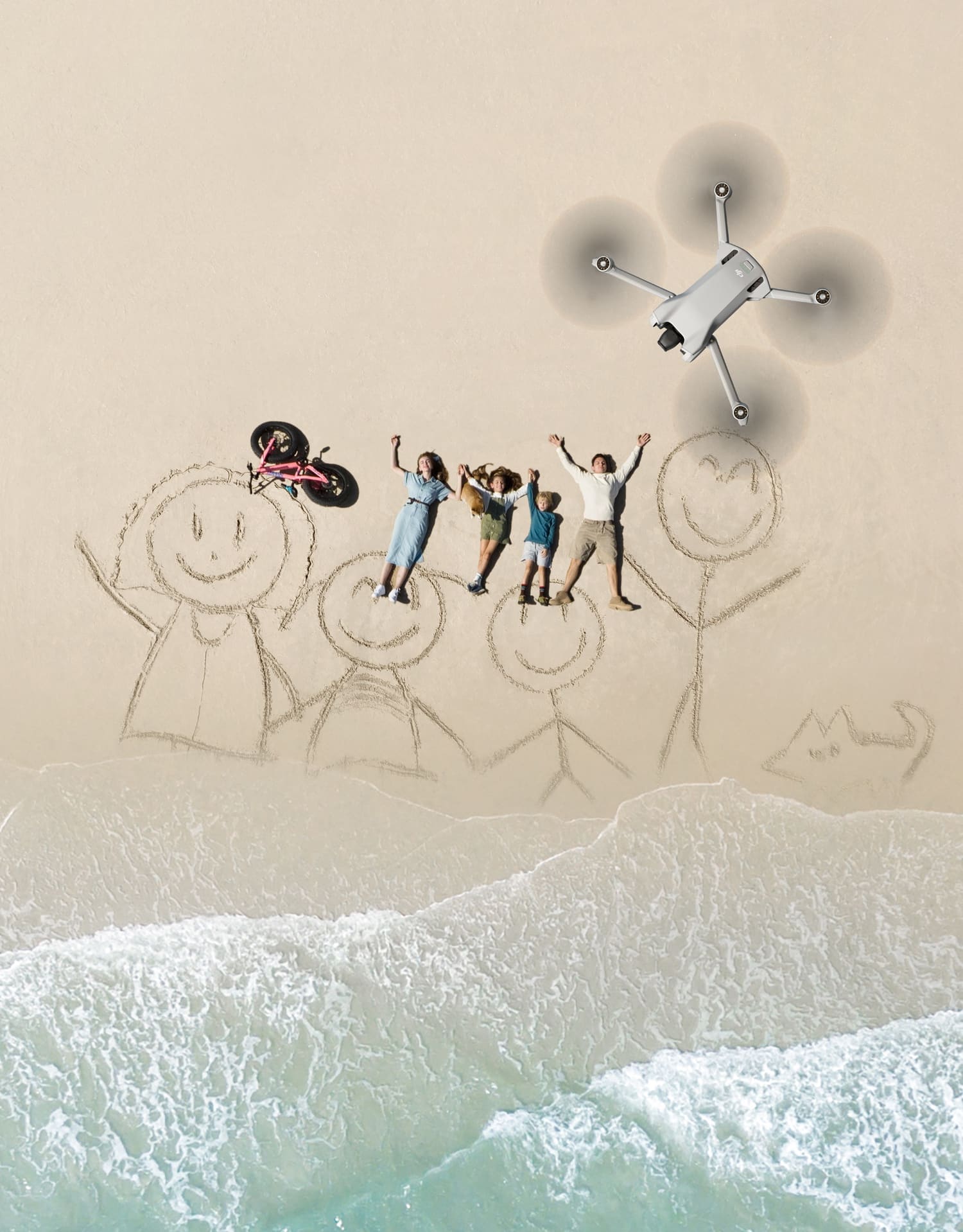 The DJI Mini 3 in flight, weighing less than 249 grams.