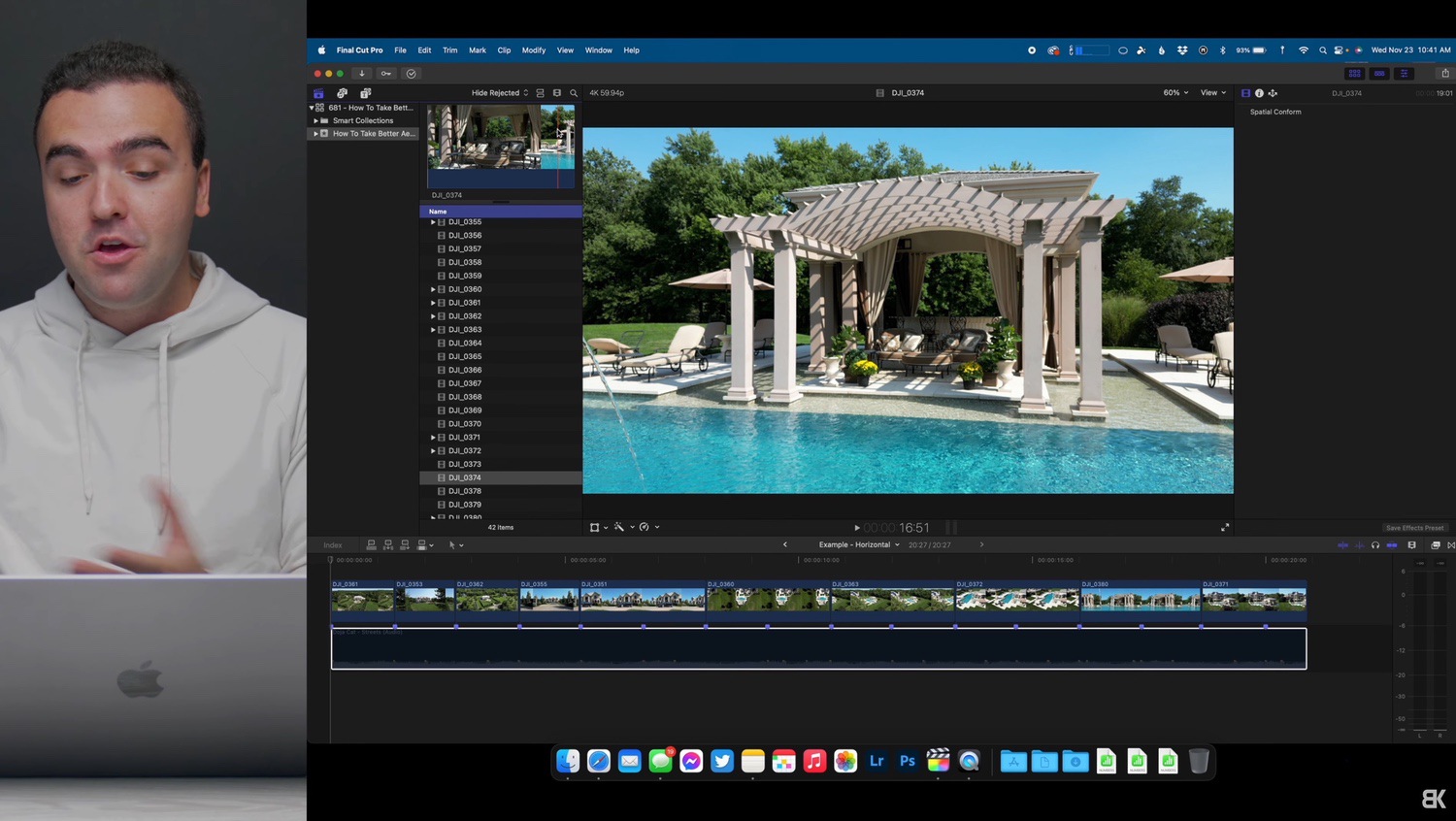 Screenshot of the editing timeline with clips cut to each beat of the track.
