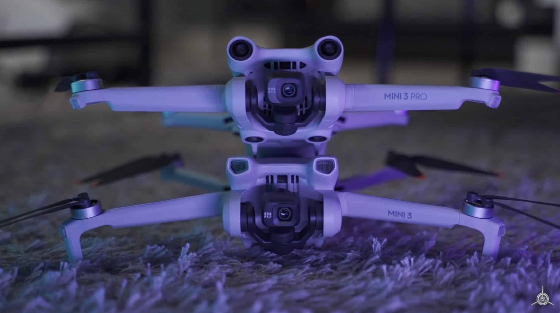 Comparing the DJI Mini 3 with the Mini 3 Pro on design and features.
