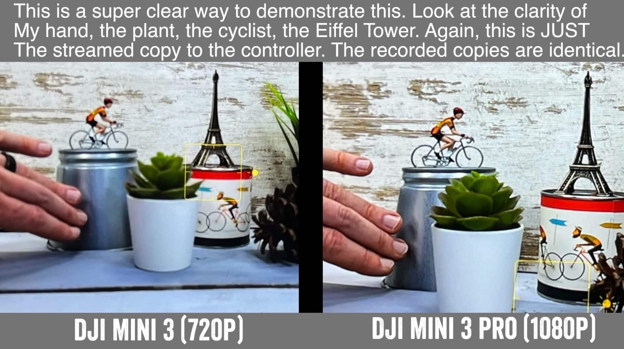 OcuSync difference gives the Mini 3 Pro a 1080p feed versus 720p on the Mini 3.